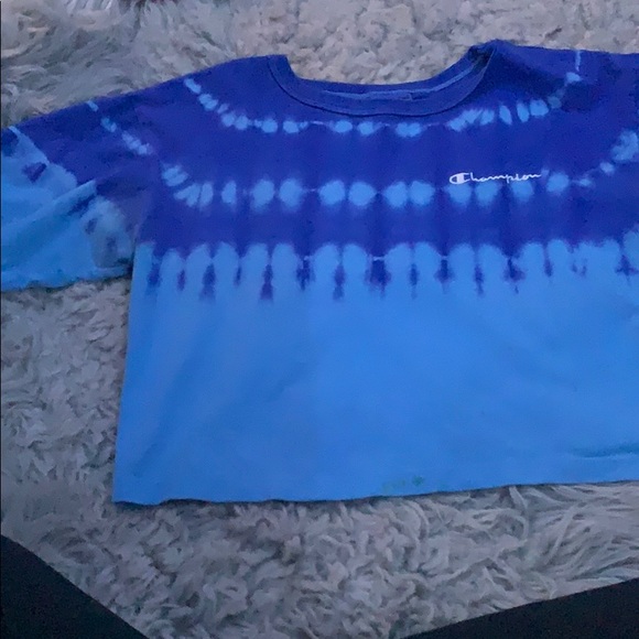 blue tie dye champion crop top - Picture 1 of 2